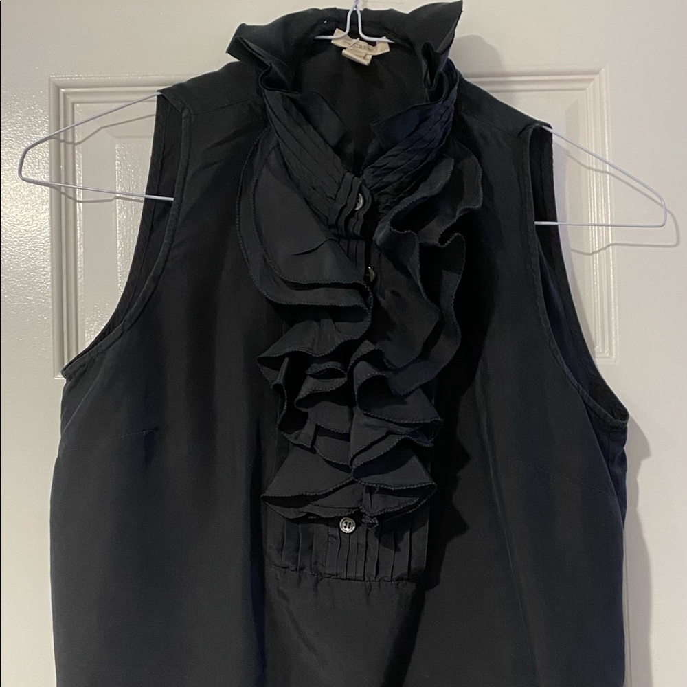 J Crew Black Silk Fancy Button Down Shirt